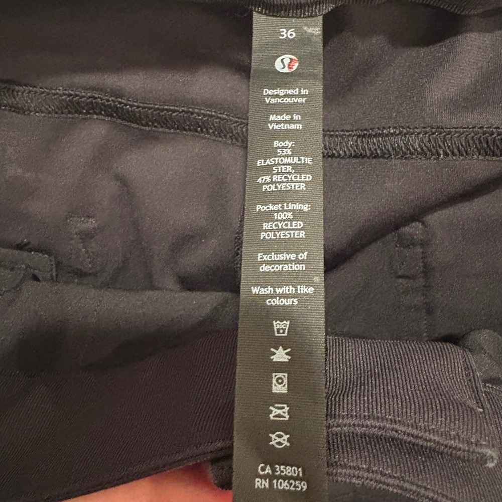 Lululemon Men 36x28 ABC Trouser Pant Classic Fit Black Warpstream Stretch Work - Picture 7 of 13